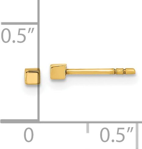 14K الذهب الأصفر المصقول المكعب بعد الأقراط 2x2 مم in Saudi Arabia