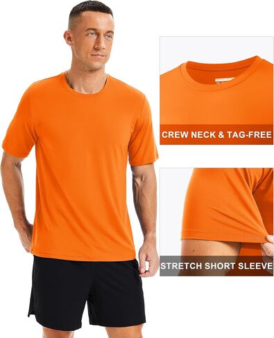 Magcomsen Men Short Sleeve Upf 50+ قمصان سريعة الجافة الرياضية Tshirt الجري تجريب الصالة الرياضية المشي لمسافات طويلة صيد الطفح الجلدي in Kuwait