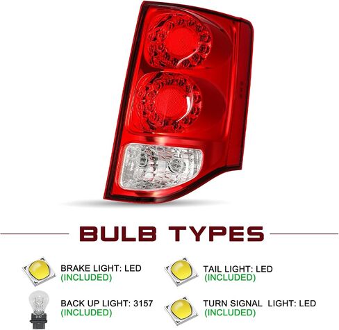 JSBOYAT Fits for 2011-2020 Dodge Grand Caravan Tail lights Assembly LED & Halogen Brake Rear Tailights Right/Passenger Side in Saudi Arabia