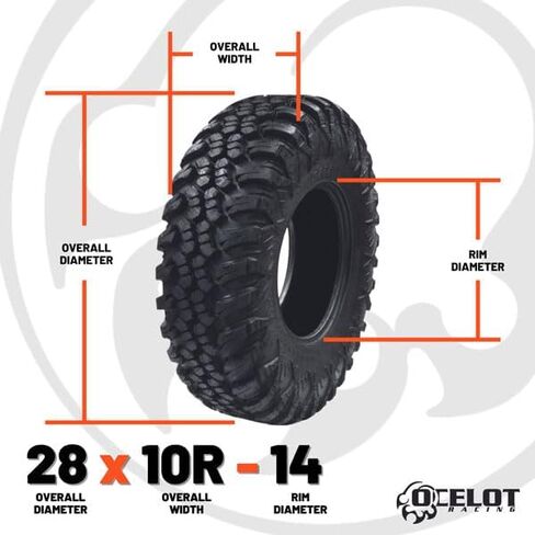 Ocelot Aurora 28x10x14 UTV Tires All Terrain, Durable 8-Ply Radial Construction and Non-Directional Tread, Thick Lugs for Diverse Terrain and Conditions - 28x10x14 ATV Tires in Saudi Arabia