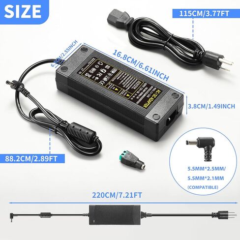 12V 10A Power Supply 120W 100V~240V AC to DC Adapter Converter Transformer,12 Volt 10 Amp Power Supply Adapter with 5.5mm x 2.1mm DC Output Jack for Printer 5050 5630 3528 LED Strip Light CCTV Camera in Saudi Arabia