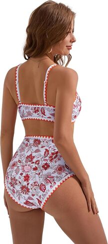 Suuksess Women High Pherced Bikini مجموعة الأزهار طباعة اللون كتلة 2 قطعة السباحة in Kuwait