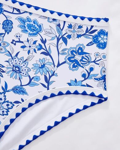 SUUKSESS Women High Waisted Bikini Set Floral Print Color Block 2 Piece Swimsuit in Saudi Arabia