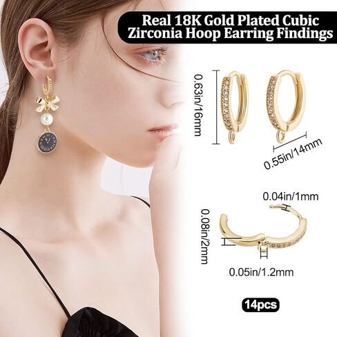 Beebeecraft 1 صندوق 6 أزواج Huggie Hoop Earring Findings مكعب زركونيا نحاس مستدير ليفرباك حلق السنانير مع حلقة أسلاك الأذن الفرنسية لصنع القرط DIY in Saudi Arabia