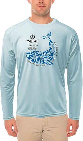 Stop Ocean Plastic Pollution Men's UPF 50+ UV Sun Protection Repreve® Long Sleeve T-Shirt in Saudi Arabia