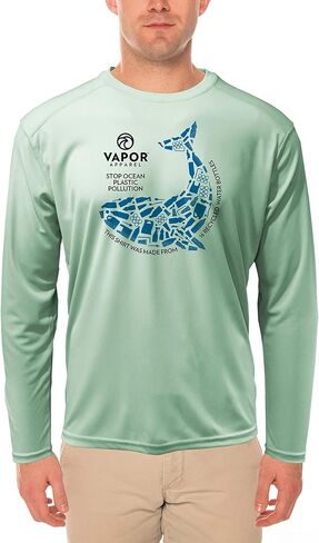 Stop Ocean Plastic Pollution Men's UPF 50+ UV Sun Protection Repreve® Long Sleeve T-Shirt in Saudi Arabia