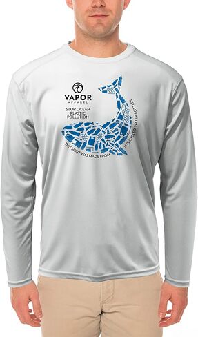 Stop Ocean Plastic Pollution Men's UPF 50+ UV Sun Protection Repreve® Long Sleeve T-Shirt in Saudi Arabia