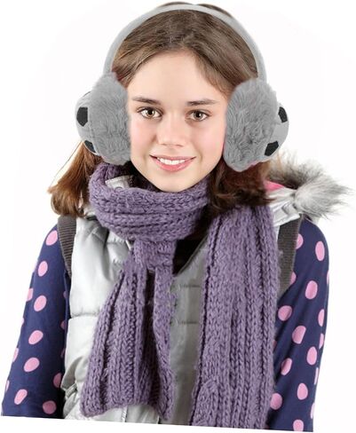 Adorable Boys and Girls Earmuffs Ear Warmers for Winter Soft Cartoon Ear Protectors for Outdoor Activities Comfortable and Gray in Saudi Arabia
