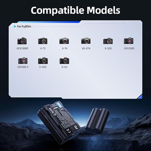 بطارية كاميرا LLANO NP-W235 مع منفذ USB-C ، 2400 مللي أمبير في الساعة بطارية LI-ION قابلة لإعادة الشحن المتوافقة مع FUJIFILM X-T5 ، X-T4 ، VG-SPER -H2S - أسود in Kuwait