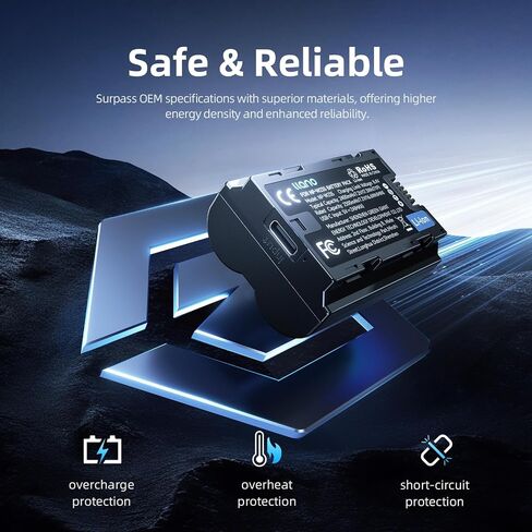 بطارية كاميرا LLANO NP-W235 مع منفذ USB-C ، 2400 مللي أمبير في الساعة بطارية LI-ION قابلة لإعادة الشحن المتوافقة مع FUJIFILM X-T5 ، X-T4 ، VG-SPER -H2S - أسود in Kuwait