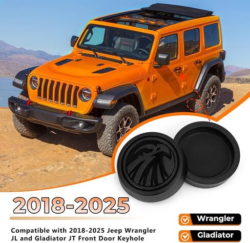 ثقب المفتاح يتوافق مع 2018-2025 Jeep Wrangler JL و Gladiator JT Front Door ، وملحقات ديكور ثقب مفتاح المغناطيس القوية لحماية قفل الباب (نمط النسر) in Kuwait