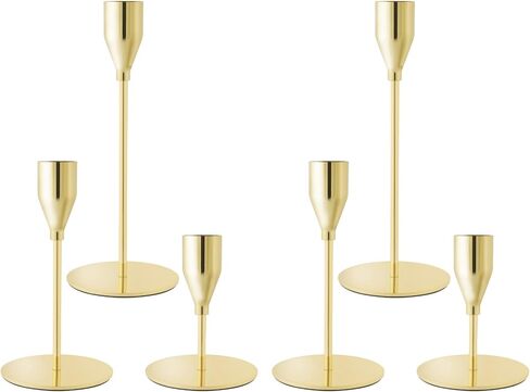 Gold Taper Candle Holders for Wedding Table Centerpiece,Tall Taper Candlestick Holders Bulk Set of 6,Metal Candle Stick Holder for Table or Mantel Centerpiece,Dinning,Festival,Party Home Decor in Saudi Arabia
