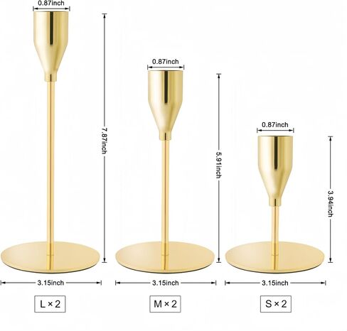 Gold Taper Candle Holders for Wedding Table Centerpiece,Tall Taper Candlestick Holders Bulk Set of 6,Metal Candle Stick Holder for Table or Mantel Centerpiece,Dinning,Festival,Party Home Decor in Saudi Arabia