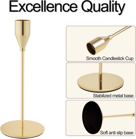 Gold Taper Candle Holders for Wedding Table Centerpiece,Tall Taper Candlestick Holders Bulk Set of 6,Metal Candle Stick Holder for Table or Mantel Centerpiece,Dinning,Festival,Party Home Decor in Saudi Arabia