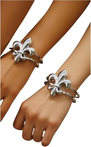 Women Fashion Jewelry Classic Look Night Wear Wear Wrist Cuff Bracelet Silver Fleur de Lis Z112 in Kuwait