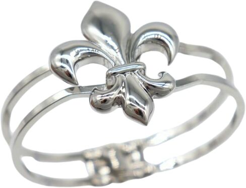 Women Fashion Jewelry Classic Look Night Wear Wear Wrist Cuff Bracelet Silver Fleur de Lis Z112 in Kuwait