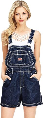 Revolt Women's Juniors Classic Twill Short Overalls (Solid Navy Blue, 20) in Kuwait