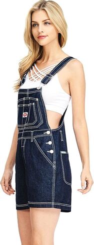 Revolt Women's Juniors Classic Twill Short Overalls (Solid Navy Blue, 20) in Kuwait