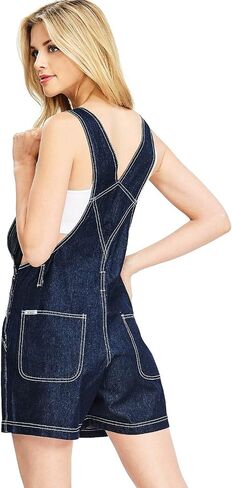 Revolt Women's Juniors Classic Twill Short Overalls (Solid Navy Blue, 20) in Kuwait
