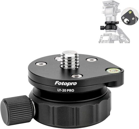 Fotopro Tripod Leveling Base 60mm Camera Level with Bubble Level Aluminium ±15° Adjustment Plate with 1/4" 3/8" Mounting Screws for Tripod Head, Compatible with DSLR Camera Camcorder, LY-60 in Kuwait