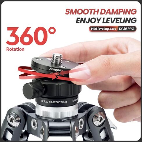 Fotopro Tripod Leveling Base 60mm Camera Level with Bubble Level Aluminium ±15° Adjustment Plate with 1/4" 3/8" Mounting Screws for Tripod Head, Compatible with DSLR Camera Camcorder, LY-60 in Kuwait