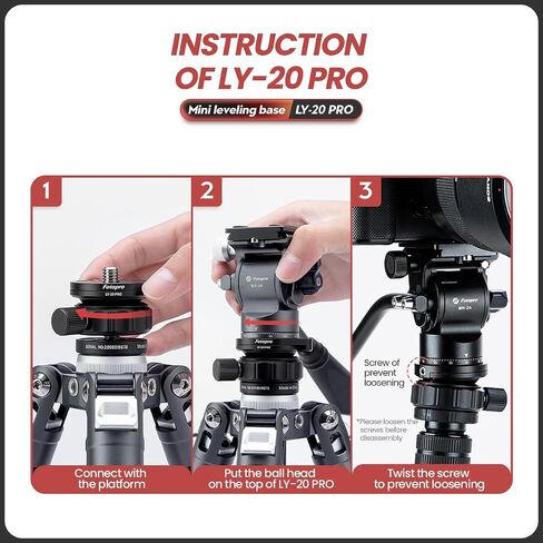 Fotopro Tripod Leveling Base 60mm Camera Level with Bubble Level Aluminium ±15° Adjustment Plate with 1/4" 3/8" Mounting Screws for Tripod Head, Compatible with DSLR Camera Camcorder, LY-60 in Kuwait