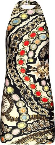 AREA Gemstone Chain Printed Halter Mini Dress in Saudi Arabia