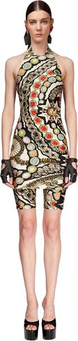 AREA Gemstone Chain Printed Halter Mini Dress in Saudi Arabia