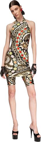 AREA Gemstone Chain Printed Halter Mini Dress in Saudi Arabia
