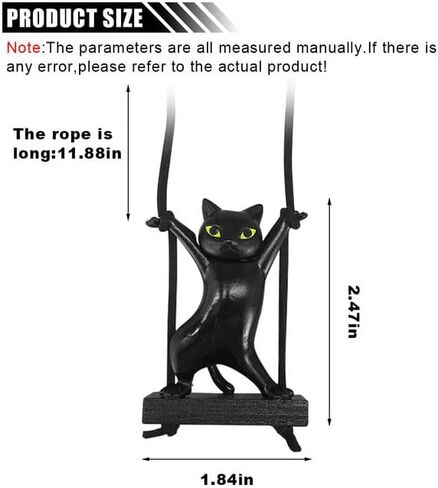 Cat Cat Cat Hanging Ornament ، سحر مرآة منظر خلفي ، مرآة ، مرآة تلقائية ، زخرفة معلقة ، إكسسوارات داخلية للسيارات للنساء الرجال (أسود) in Saudi Arabia