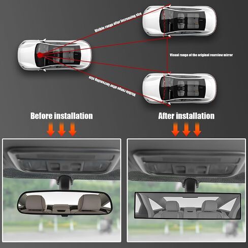 Mandark Car Rear View Mirror, 12 Inch Panoramic Clip On Convex Auto Rearview Mirror, HD Anti Glare & Wide Viewing Range Vehicle Interior Accessories, Universal for SUV Sedan Truck (Whtie) in Saudi Arabia