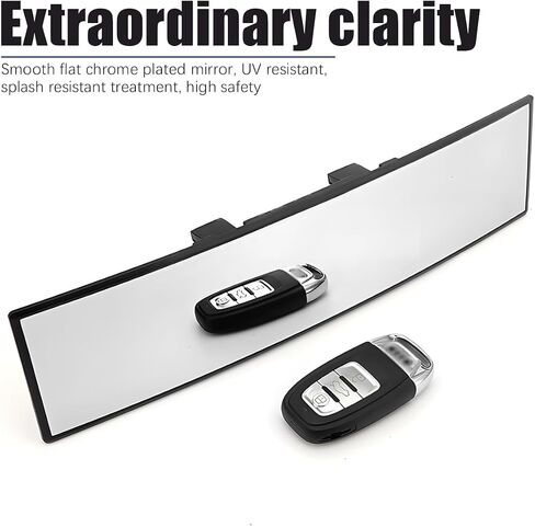 Mandark Car Rear View Mirror, 12 Inch Panoramic Clip On Convex Auto Rearview Mirror, HD Anti Glare & Wide Viewing Range Vehicle Interior Accessories, Universal for SUV Sedan Truck (Whtie) in Saudi Arabia