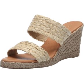 Andre Assous Women's Nolita Raffia Wedge Sandal, Natural Platino Stripe, 6 in Kuwait