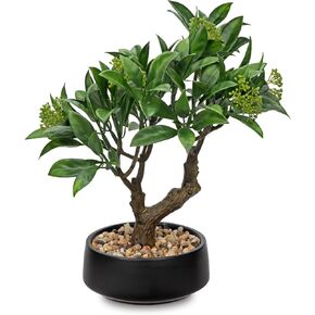 Artificial Bonsai Tree, Small Bay Laurel Bonsai Tree 13" Indoor Bonsai Tree Fake Potted Plant Decorative Fake Desk Plant Decor with Ceramic Pot for Home Office Living Room Bedroom Bathroom Table Shelf in Saudi Arabia