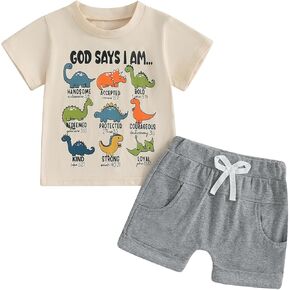 Madjtlqy Toddler Baby Boy Summer Clothes Short Sleeve T Shirt Top Casual Shorts Set Cute Infant Boys Shorts Set in Kuwait