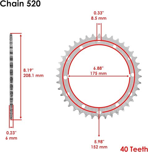 Caltric Drive Chain & Sprockets Kit متوافقة مع Yamaha Raptor 660 YFM660R 2001-2005 in Kuwait