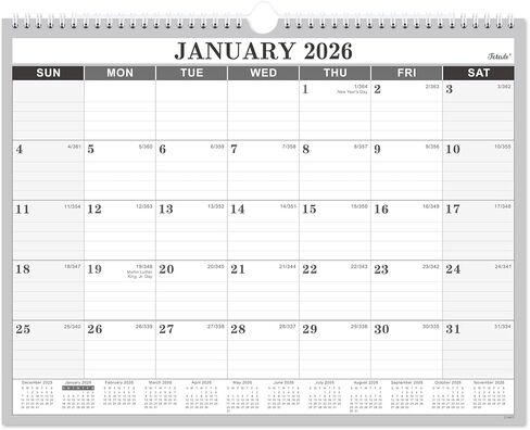 تقويم 2025 - تقويم حائط 2025، يناير 2025 - ديسمبر 2025، 14.6 بوصة × 11.4 بوصة، تقويم حائط كبير مع عطلات مميزة، ربط بسلك مزدوج، تقويم مثالي للتخطيط in Kuwait