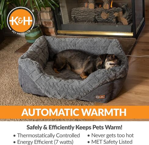 سرير كلب K&H Pet Products Thermo-Pet Lounge Sleeper داخلي مُدفأ للكلاب والقطط الصغيرة - وسادة تدفئة أوتوماتيكية للكلاب في الداخل، سرير وسادة مهدئ دافئ، يمكن غسله في الغسالة - صغير 20.5 بوصة × 19.5 بوصة × 6.5 بوصة in Saudi Arabia
