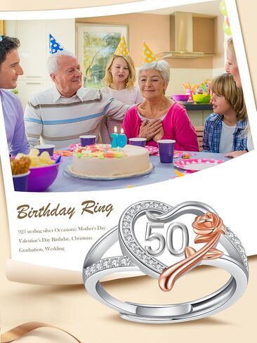Justkidstoy 15/16/18/21/40/40/50 هدايا عيد الميلاد للنساء ابنة 925 ستيرلنج الفضة الحب حلقة قابلة للتعديل مع مجوهرات تشيك تشيكزيد لزوجتها أخت أصدقائها in Saudi Arabia