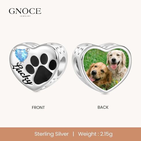 GNOCE Personalized Loving Pet Paw Photo Charm Bracelet for Women, S925 Sterling Silver Dangle Charms for Women Wife, Valentine‘s Day, Mother’s Day Jewelry in Saudi Arabia