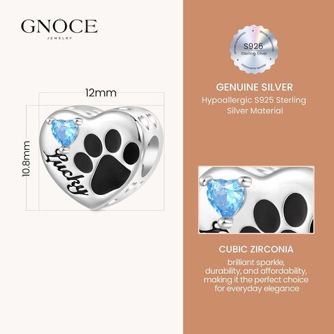 GNOCE Personalized Loving Pet Paw Photo Charm Bracelet for Women, S925 Sterling Silver Dangle Charms for Women Wife, Valentine‘s Day, Mother’s Day Jewelry in Saudi Arabia