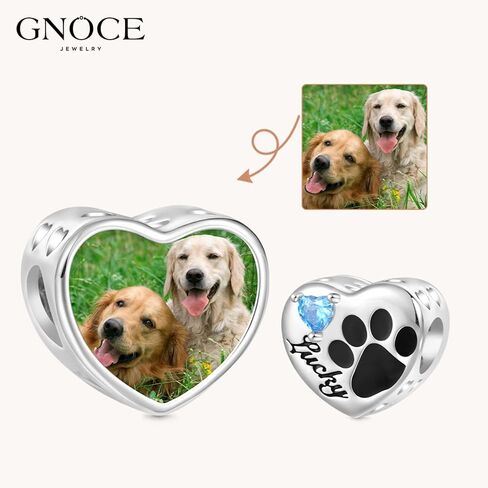 GNOCE Personalized Loving Pet Paw Photo Charm Bracelet for Women, S925 Sterling Silver Dangle Charms for Women Wife, Valentine‘s Day, Mother’s Day Jewelry in Saudi Arabia