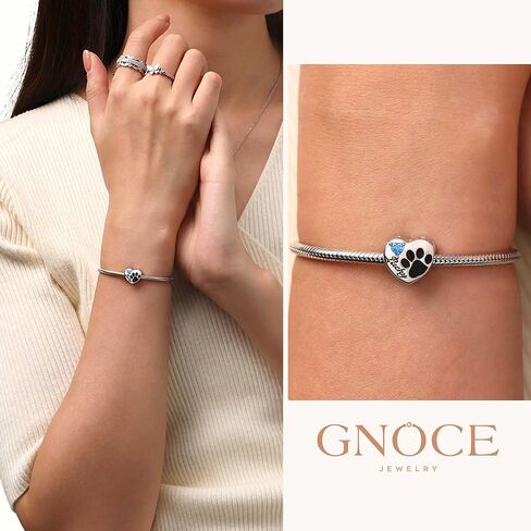 GNOCE Personalized Loving Pet Paw Photo Charm Bracelet for Women, S925 Sterling Silver Dangle Charms for Women Wife, Valentine‘s Day, Mother’s Day Jewelry in Saudi Arabia
