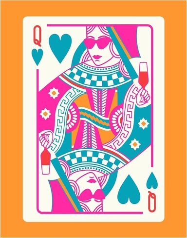 ديكور غرفة Queen of Hearts Preppy - ديكور حائط جمالي عصري لطيف على شكل Queen O Hearts للنساء - ديكور بار غير تقليدي باللون الأزرق والوردي والبرتقالي - ديكور منزلي أنيق على طراز السبعينيات - فن جدار غرفة المعيشة الأقصى in Saudi Arabia