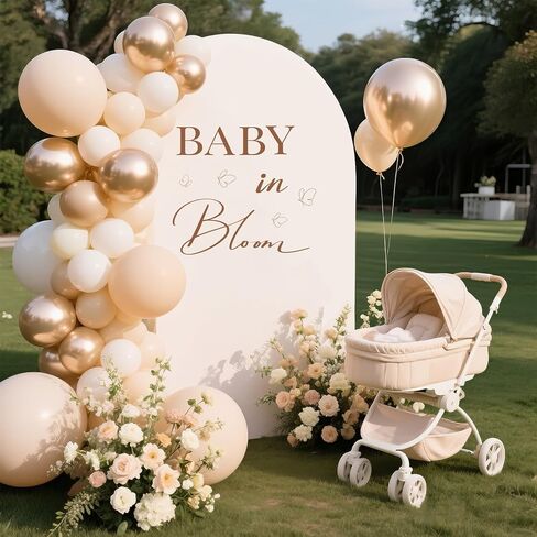 Baby in Bloom Baby Shower Decorations Party Sign Stickers for Balloon Arch Backdrop Decal Boy or Girl Gender Reveal Decor - Brown in Kuwait