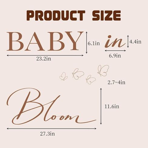 Baby in Bloom Baby Shower Decorations Party Sign Stickers for Balloon Arch Backdrop Decal Boy or Girl Gender Reveal Decor - Brown in Kuwait