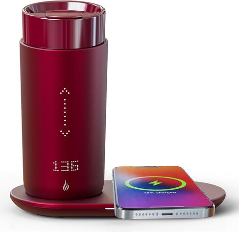 Temperature Control Heated Coffee Mug Smart Self Heating Travel Mug 12 Oz App Controlled Warmer Mug 4-10 Hour LED Display Keep Coffee Hot All Day Fast Wireless Charger Base Maize in Saudi Arabia