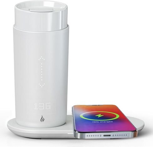 Temperature Control Heated Coffee Mug Smart Self Heating Travel Mug 12 Oz App Controlled Warmer Mug 4-10 Hour LED Display Keep Coffee Hot All Day Fast Wireless Charger Base Maize in Saudi Arabia