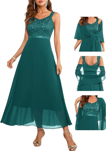 BeryLove Formal Wedding Guest Sequin Mother of The Bride Dress Evening Dresses in Saudi Arabia