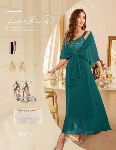 BeryLove Formal Wedding Guest Sequin Mother of The Bride Dress Evening Dresses in Saudi Arabia